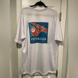 NWOT Panatropic Size XXL White Tee Shirt Veragua Rainforest Costa Rice Sloth